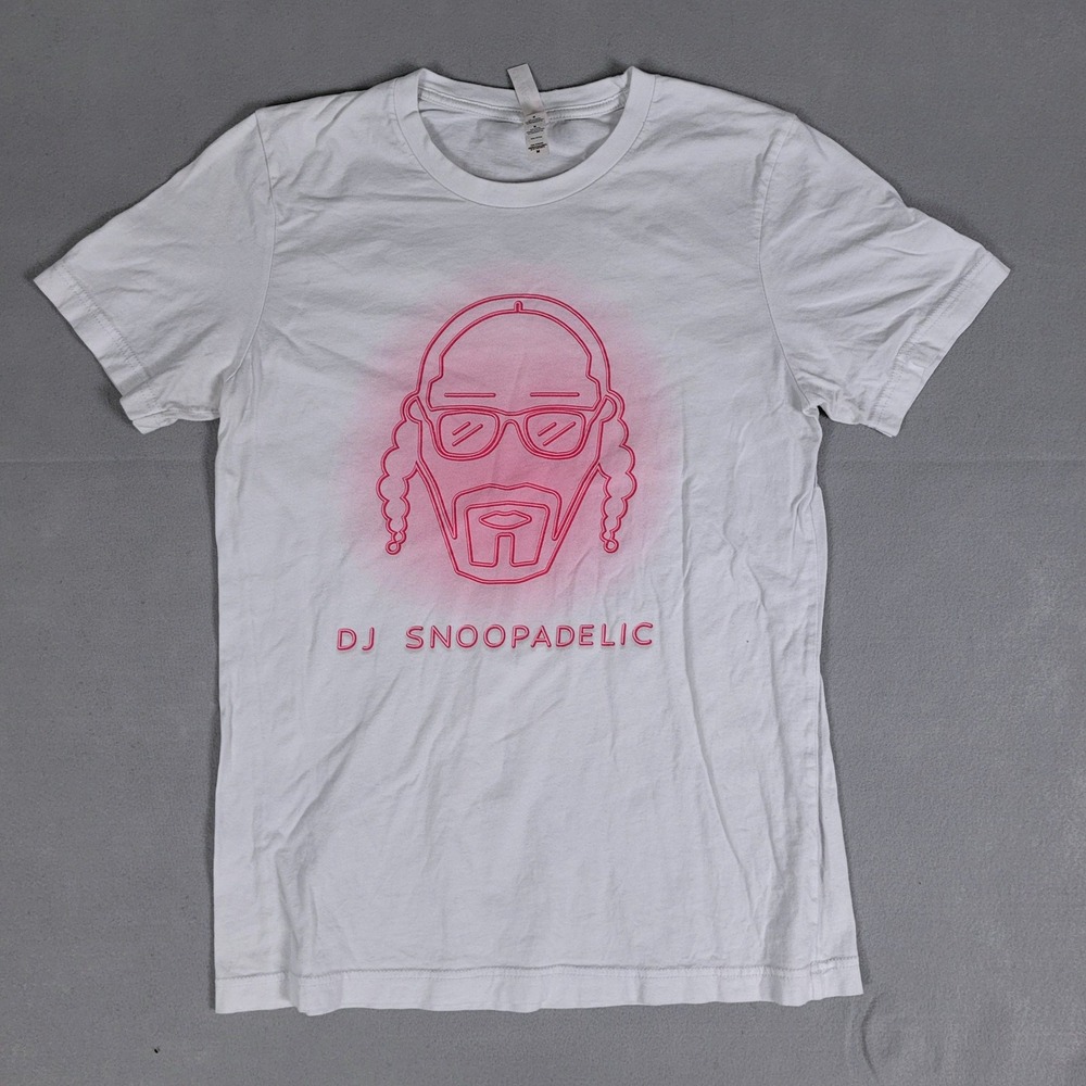 DJ Snoopadelic T-Shirt Mens M White Pink Snoop Dogg Graphic Tee USA Fabric Y2K